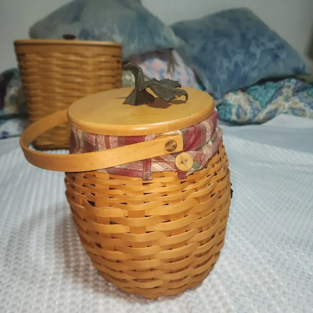 LONGABERGER EUC VINTAGE RETIRED EUC OCTOBER FIELDS BASKET LID LINER PROTECt  SET